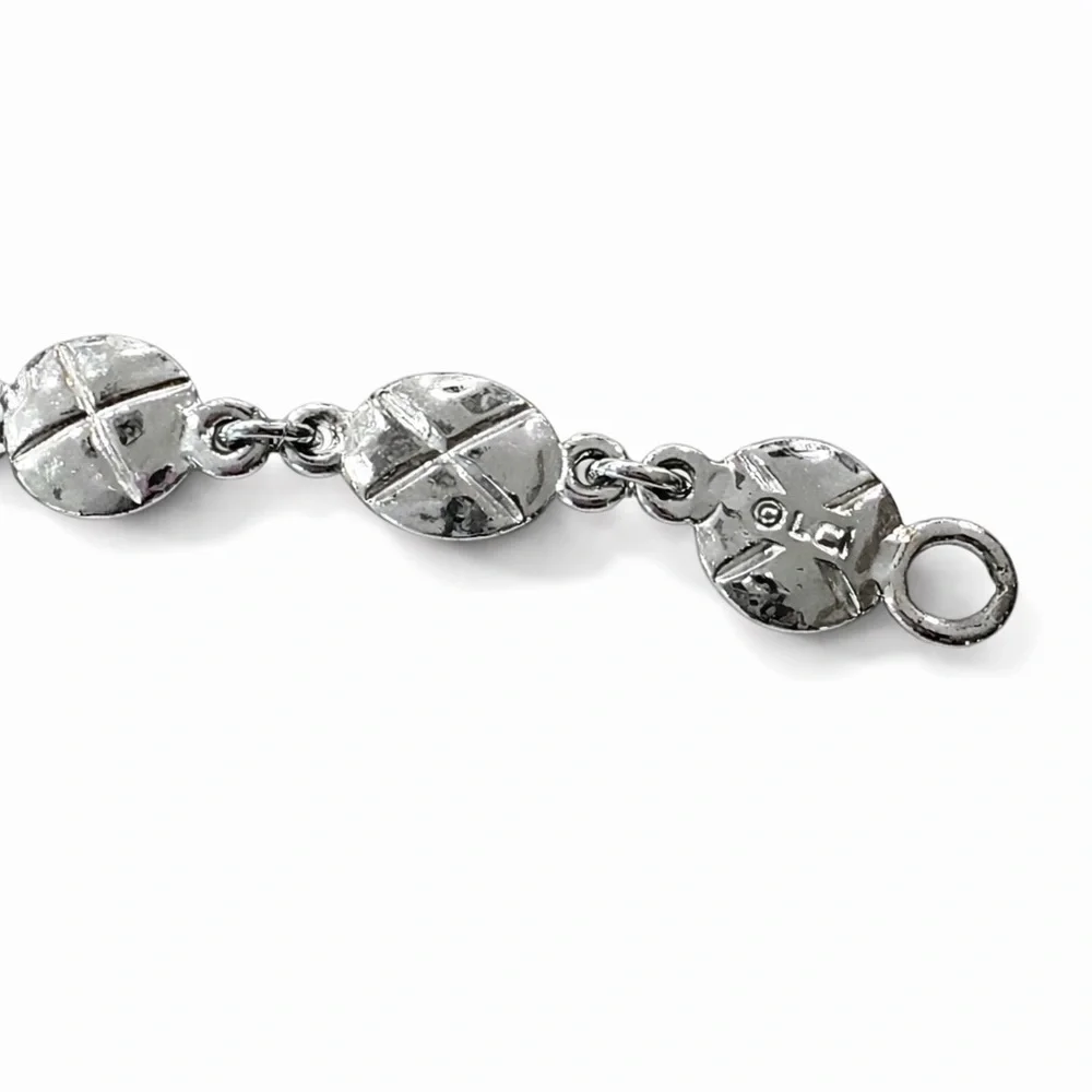 Vintage Liz Claiborne LCi Silver Tone Black Cabochon Link Bracelet 90s